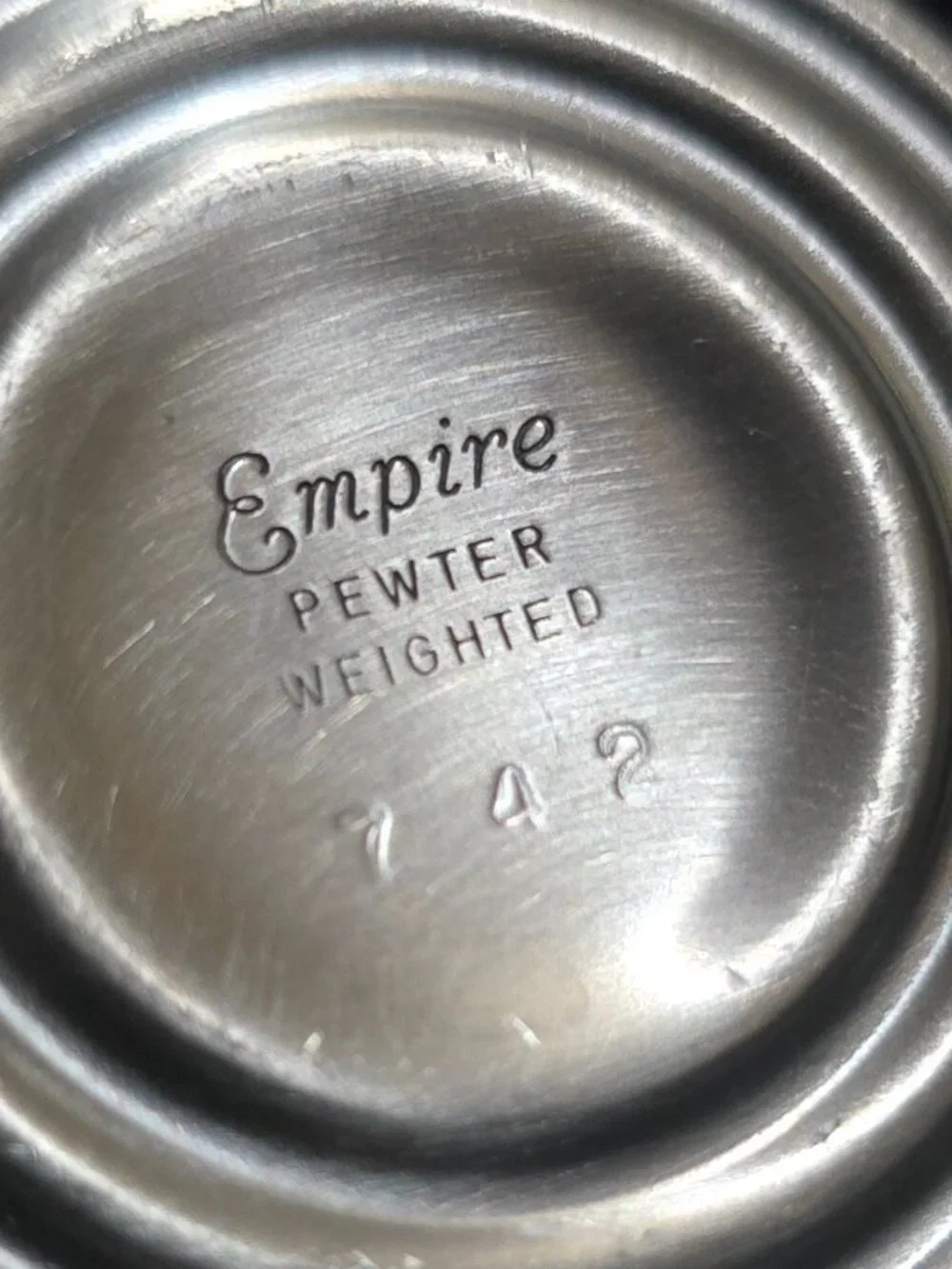 Vtg Empire Pewter Weighted Salt and Pepper Shaker Set #742